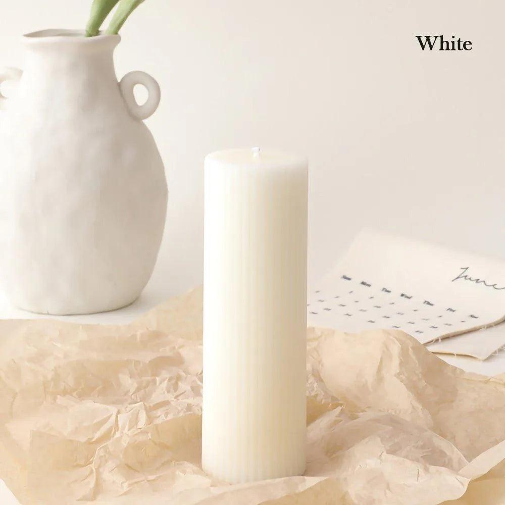 Handmade Pillar Cylindrical Candle 1 pcs │ Woolen Texture Decorative Long Candles - Besontique Home