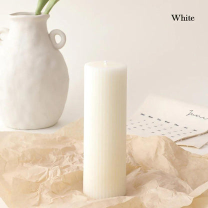 Handmade Pillar Cylindrical Candle 1 pcs │ Woolen Texture Decorative Long Candles - Besontique Home