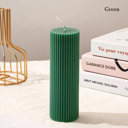 Handmade Pillar Cylindrical Candle 1 pcs │ Woolen Texture Decorative Long Candles - Besontique Home