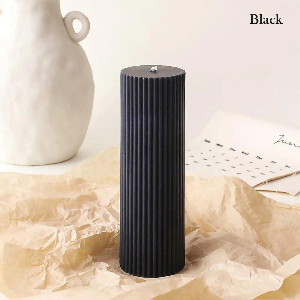 Handmade Pillar Cylindrical Candle 1 pcs │ Woolen Texture Decorative Long Candles - Besontique Home