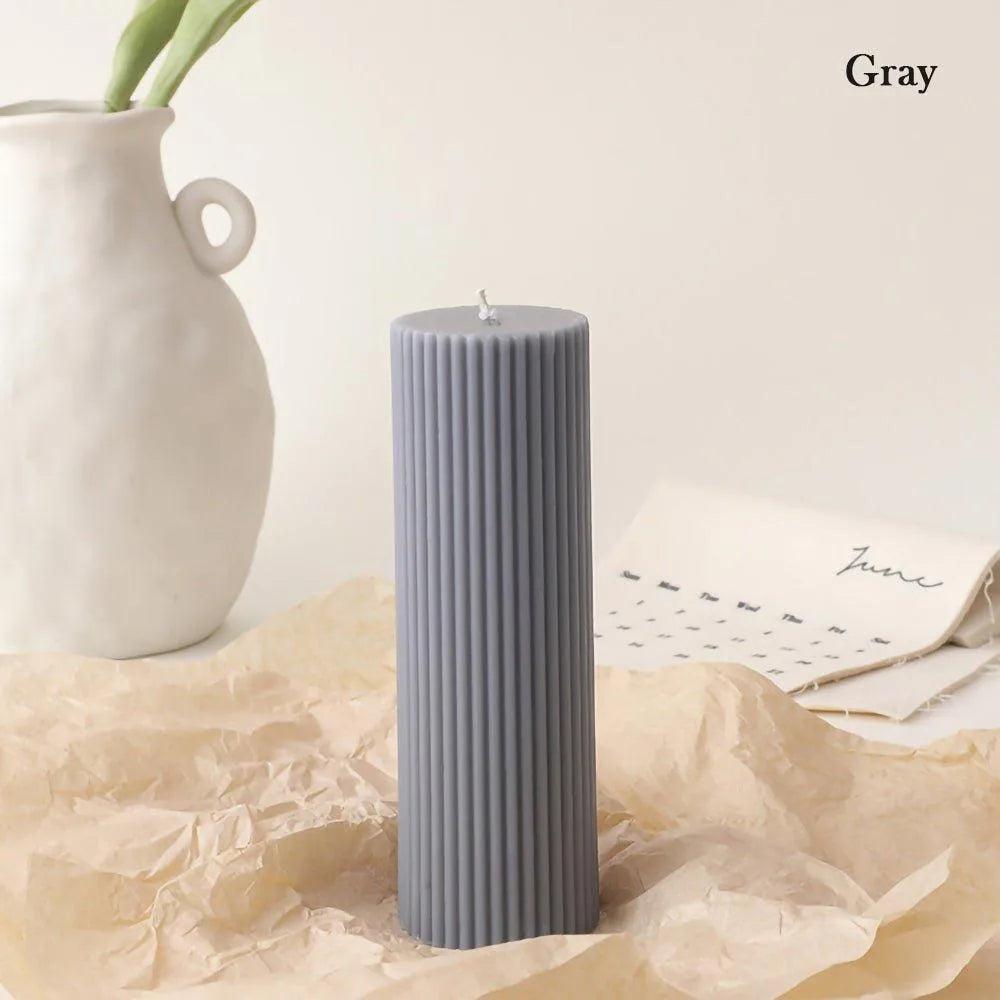 Handmade Pillar Cylindrical Candle 1 pcs │ Woolen Texture Decorative Long Candles - Besontique Home