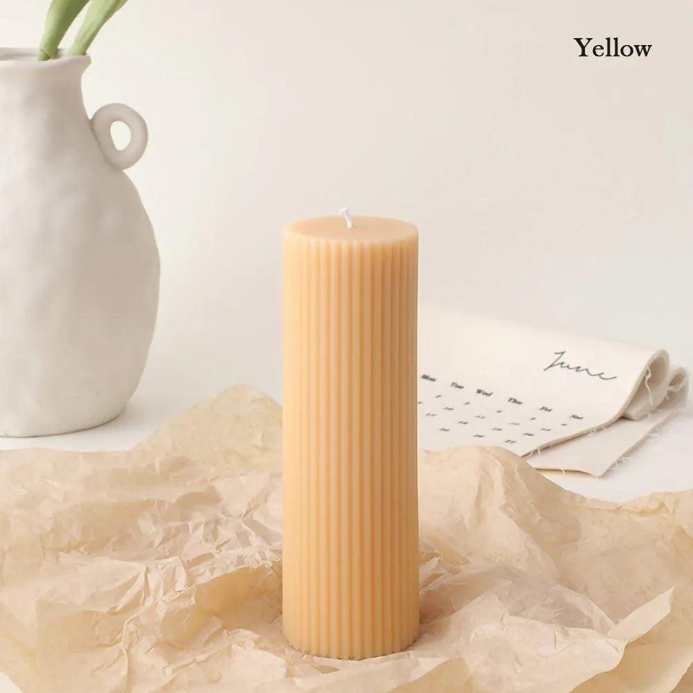 Handmade Pillar Cylindrical Candle 1 pcs │ Woolen Texture Decorative Long Candles - Besontique Home