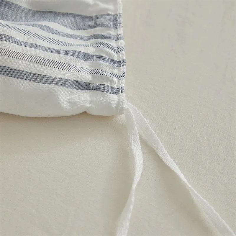 High-end Striped Cut Furball Bedding Set │ Modern Boho Quilt with Tassels Bed Duvet cover Pillow case - Besontique Home