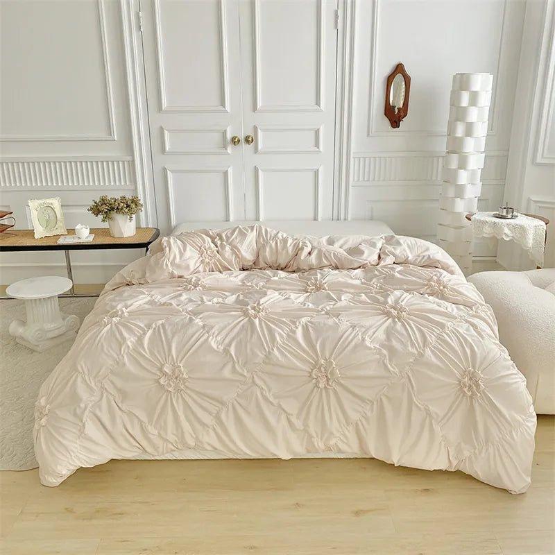 High End Three-dimensional Pinch Pleated Bedding Set │ Modern Boho Quilt Bed Duvet cover Pillow case - Besontique