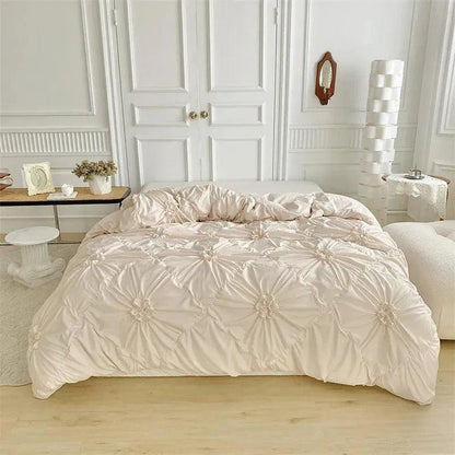 High End Three-dimensional Pinch Pleated Bedding Set │ Modern Boho Quilt Bed Duvet cover Pillow case - Besontique Home