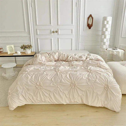 High End Three-dimensional Pinch Pleated Bedding Set │ Modern Boho Quilt Bed Duvet cover Pillow case - Besontique Home