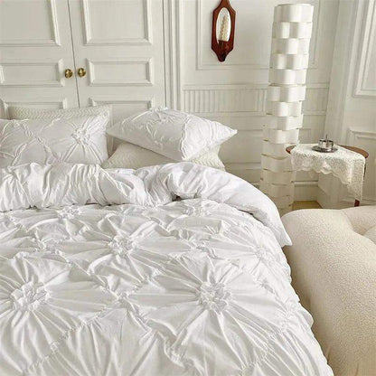 High End Three-dimensional Pinch Pleated Bedding Set │ Modern Boho Quilt Bed Duvet cover Pillow case - Besontique Home