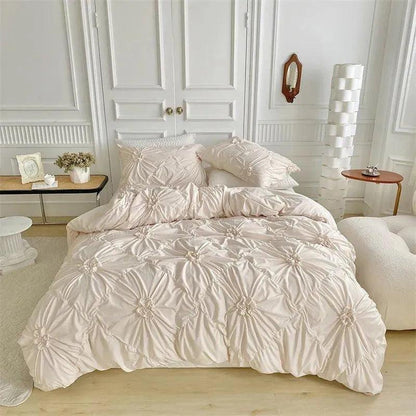 High End Three-dimensional Pinch Pleated Bedding Set │ Modern Boho Quilt Bed Duvet cover Pillow case - Besontique Home