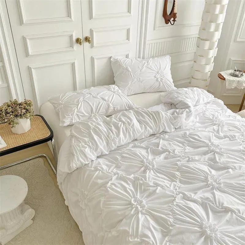 High End Three-dimensional Pinch Pleated Bedding Set │ Modern Boho Quilt Bed Duvet cover Pillow case - Besontique Home