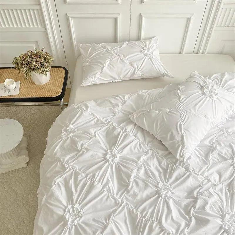 High End Three-dimensional Pinch Pleated Bedding Set │ Modern Boho Quilt Bed Duvet cover Pillow case - Besontique Home