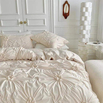 High End Three-dimensional Pinch Pleated Bedding Set │ Modern Boho Quilt Bed Duvet cover Pillow case - Besontique Home