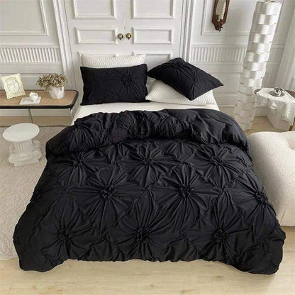 High End Three-dimensional Pinch Pleated Bedding Set │ Modern Boho Quilt Bed Duvet cover Pillow case - Besontique Home