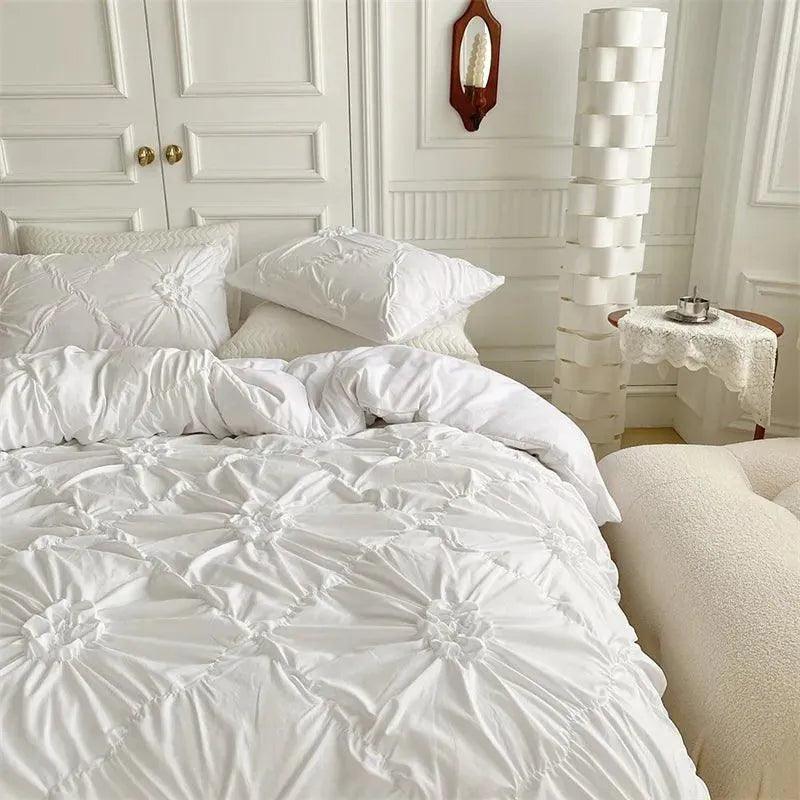 High End Three-dimensional Pinch Pleated Bedding Set │ Modern Boho Quilt Bed Duvet cover Pillow case - Besontique Home