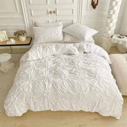 High End Three-dimensional Pinch Pleated Bedding Set │ Modern Boho Quilt Bed Duvet cover Pillow case - Besontique Home