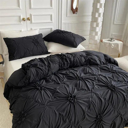 High End Three-dimensional Pinch Pleated Bedding Set │ Modern Boho Quilt Bed Duvet cover Pillow case - Besontique Home