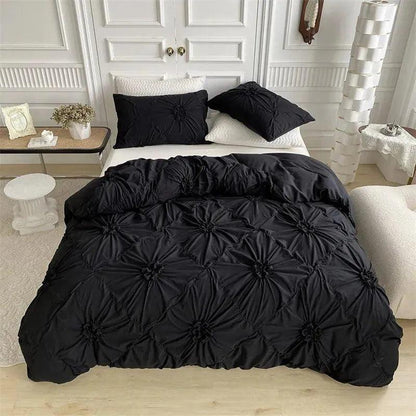 High End Three-dimensional Pinch Pleated Bedding Set │ Modern Boho Quilt Bed Duvet cover Pillow case - Besontique Home