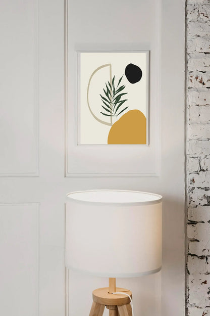 Modern Botanical Digital Prints, Boho Plants Abstract Wall Art, Geometric Poster, Neutral Yellow Green Black Printable Art - Besontique Home