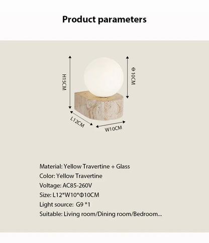 Japandi Natural Stone Glass Ball Wall Lighting Light │ Modern Home LED Sconce Wall Lamp - Besontique Home