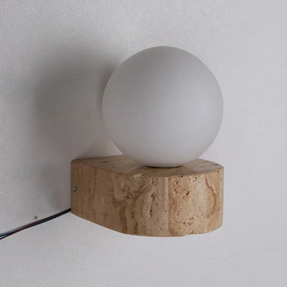 Japandi Natural Stone Glass Ball Wall Lighting Light │ Modern Home LED Sconce Wall Lamp - Besontique Home