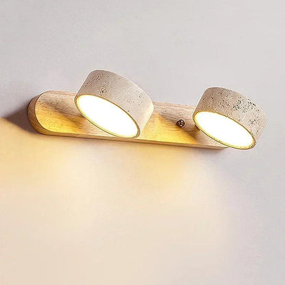 Japandi Natural Stone Mirror Front Wall Lighting │ Modern Style Round LED Wall Light for Bathroom - Besontique Home