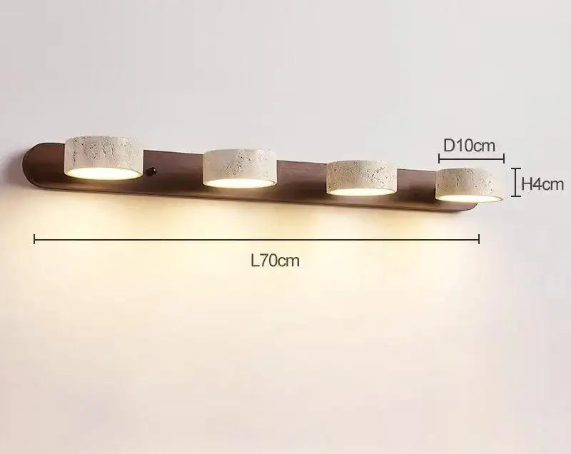Japandi Natural Stone Mirror Front Wall Lighting │ Modern Style Round LED Wall Light for Bathroom - Besontique Home