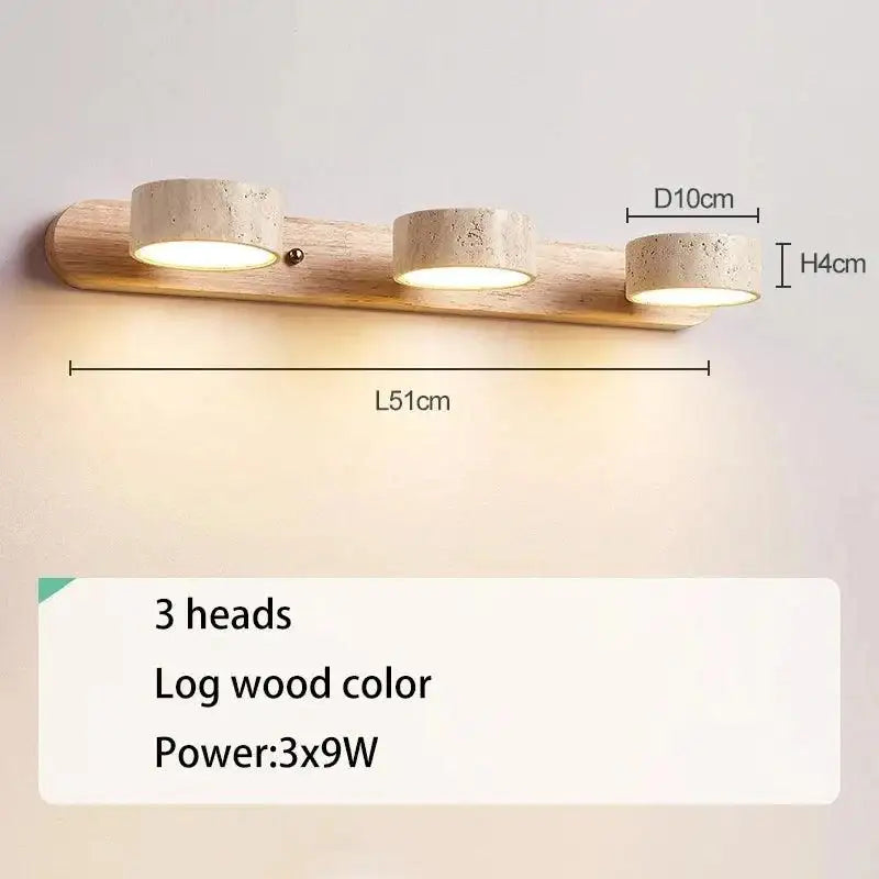 Japandi Natural Stone Mirror Front Wall Lighting │ Modern Style Round LED Wall Light for Bathroom - Besontique Home