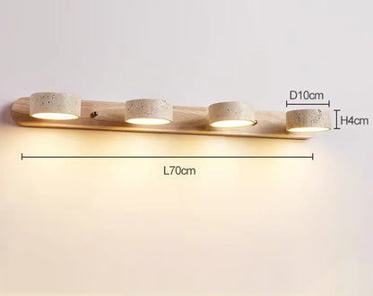 Japandi Natural Stone Mirror Front Wall Lighting │ Modern Style Round LED Wall Light for Bathroom - Besontique Home