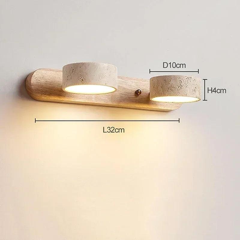 Japandi Natural Stone Mirror Front Wall Lighting │ Modern Style Round LED Wall Light for Bathroom - Besontique Home