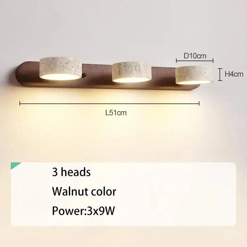 Japandi Natural Stone Mirror Front Wall Lighting │ Modern Style Round LED Wall Light for Bathroom - Besontique Home