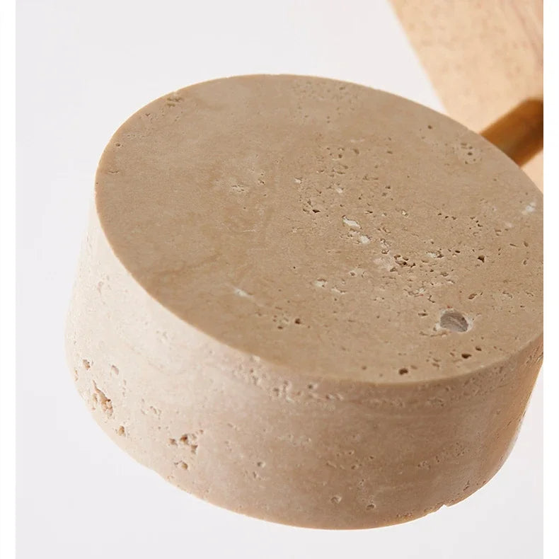 Japandi Natural Stone Wood Wall Lighting With Pull Switch │ Modern Vintage Style Round LED Sconce Wall Light - Besontique Home
