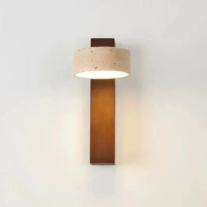 Japandi Natural Stone Wood Wall Lighting With Pull Switch │ Modern Vintage Style Round LED Sconce Wall Light - Besontique Home