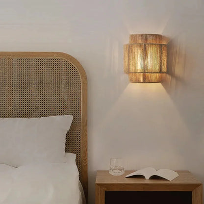 Japandi Rattan Weaving Wall Lamp Shade │ Modern Retro Design Hemp Rope Minimal Hallway Light - Besontique Home