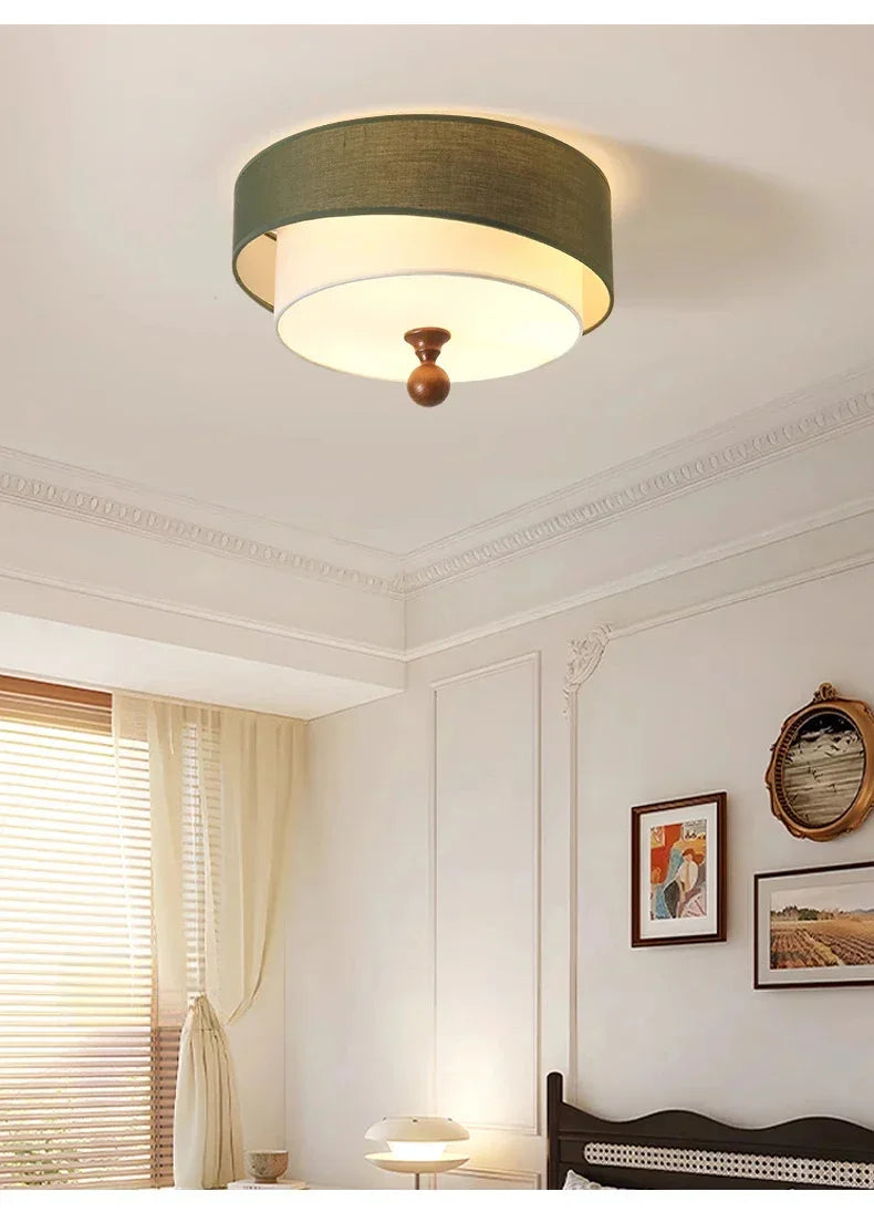 Japandi Retro Vintage Cloth Ceiling Lamp - Besontique Home