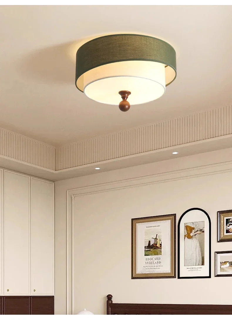 Japandi Retro Vintage Cloth Ceiling Lamp - Besontique Home