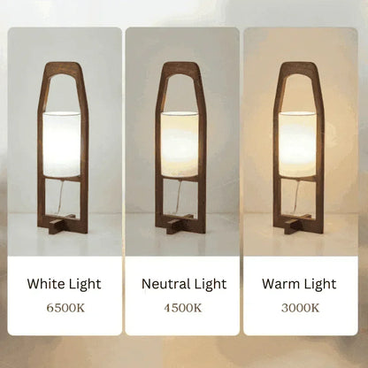 Japandi Vintage Wood Fabric Floor Lamp │ Modern Art LED Home Mood Stand Light - Besontique Home