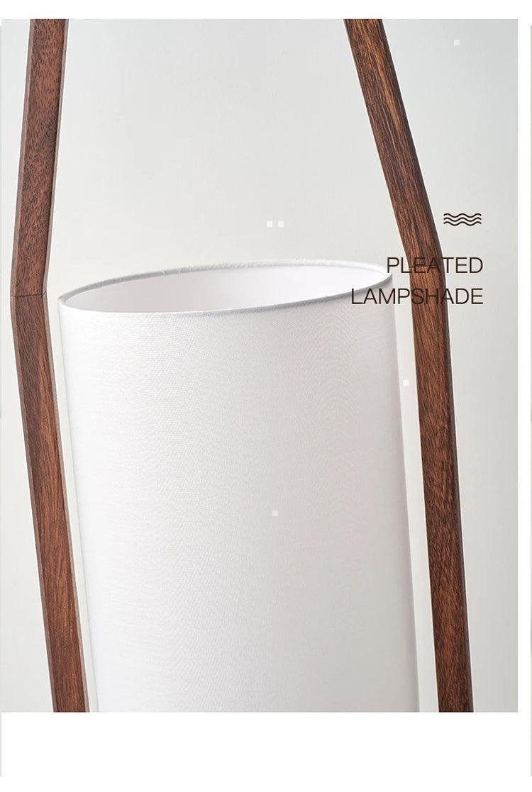 Japandi Vintage Wood Fabric Floor Lamp │ Modern Art LED Home Mood Stand Light - Besontique Home