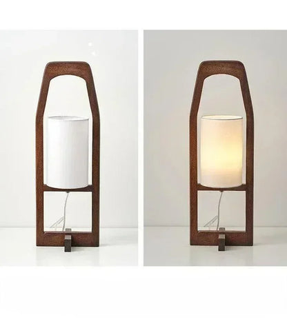 Japandi Vintage Wood Fabric Floor Lamp │ Modern Art LED Home Mood Stand Light - Besontique Home