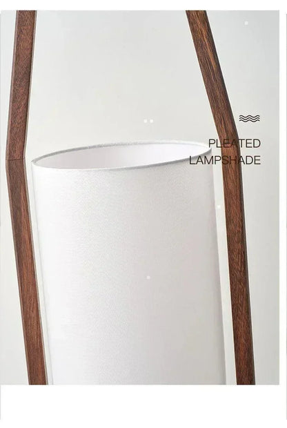 Japandi Vintage Wood Fabric Floor Lamp │ Modern Art LED Home Mood Stand Light - Besontique Home
