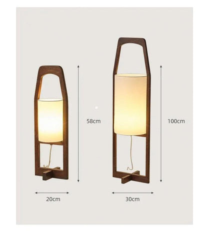 Japandi Vintage Wood Fabric Floor Lamp │ Modern Art LED Home Mood Stand Light - Besontique Home