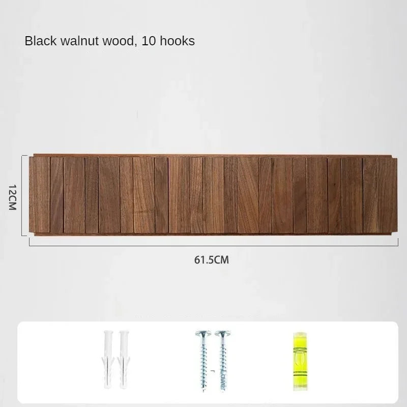Japandi Walnut Wood Wall Hanging Hooks Hanger │ Modern Rack for Clothes Bags Coat │ Entrance Door Home Decoration - Besontique Home