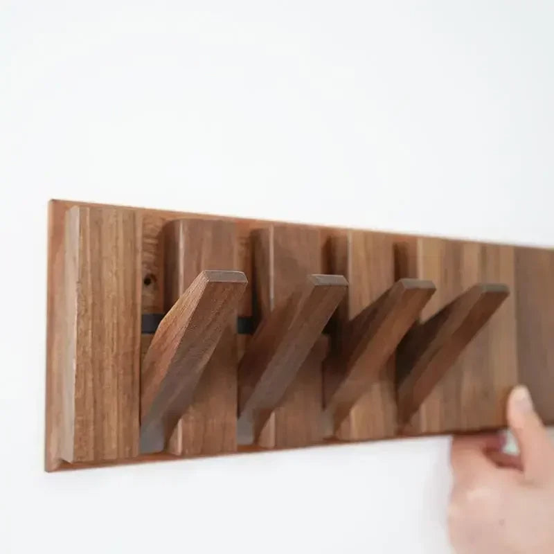 Japandi Walnut Wood Wall Hanging Hooks Hanger │ Modern Rack for Clothes Bags Coat │ Entrance Door Home Decoration - Besontique Home