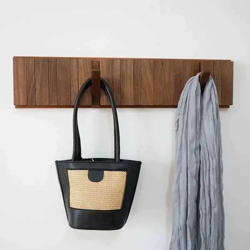 Japandi Walnut Wood Wall Hanging Hooks Hanger │ Modern Rack for Clothes Bags Coat │ Entrance Door Home Decoration - Besontique Home