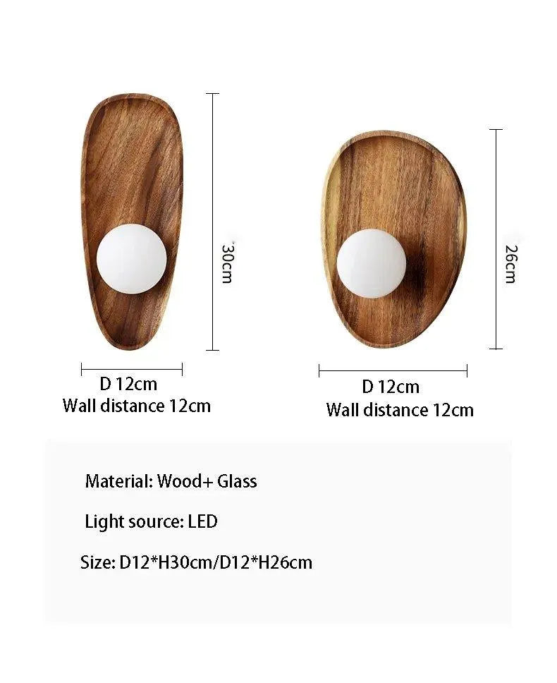 Japanese Minimalist Solid Wood Wall Light │ Modern Nordic LED Bedside Lamp Lighting - Besontique