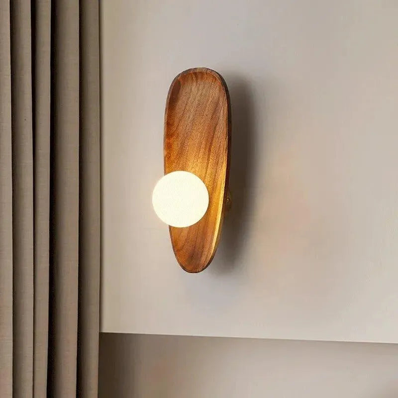 Japanese Minimalist Solid Wood Wall Light │ Modern Nordic LED Bedside Lamp Lighting - Besontique