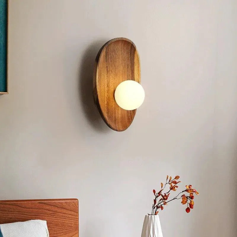 Japanese Minimalist Solid Wood Wall Light │ Modern Nordic LED Bedside Lamp Lighting - Besontique