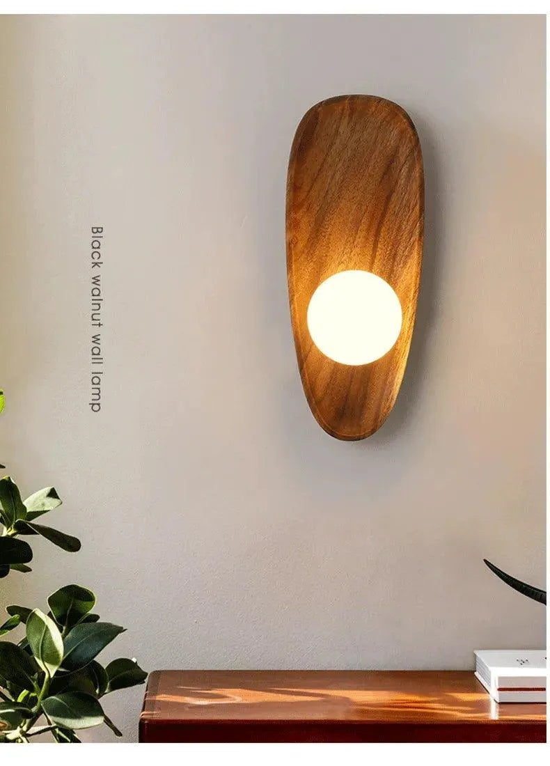 Japanese Minimalist Solid Wood Wall Light │ Modern Nordic LED Bedside Lamp Lighting - Besontique