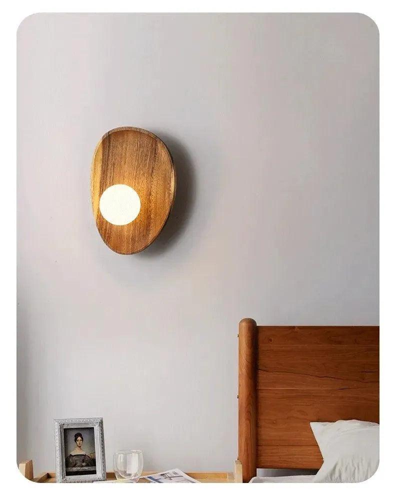 Japanese Minimalist Solid Wood Wall Light │ Modern Nordic LED Bedside Lamp Lighting - Besontique Home