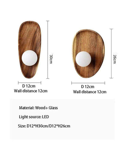 Japanese Minimalist Solid Wood Wall Light │ Modern Nordic LED Bedside Lamp Lighting - Besontique Home