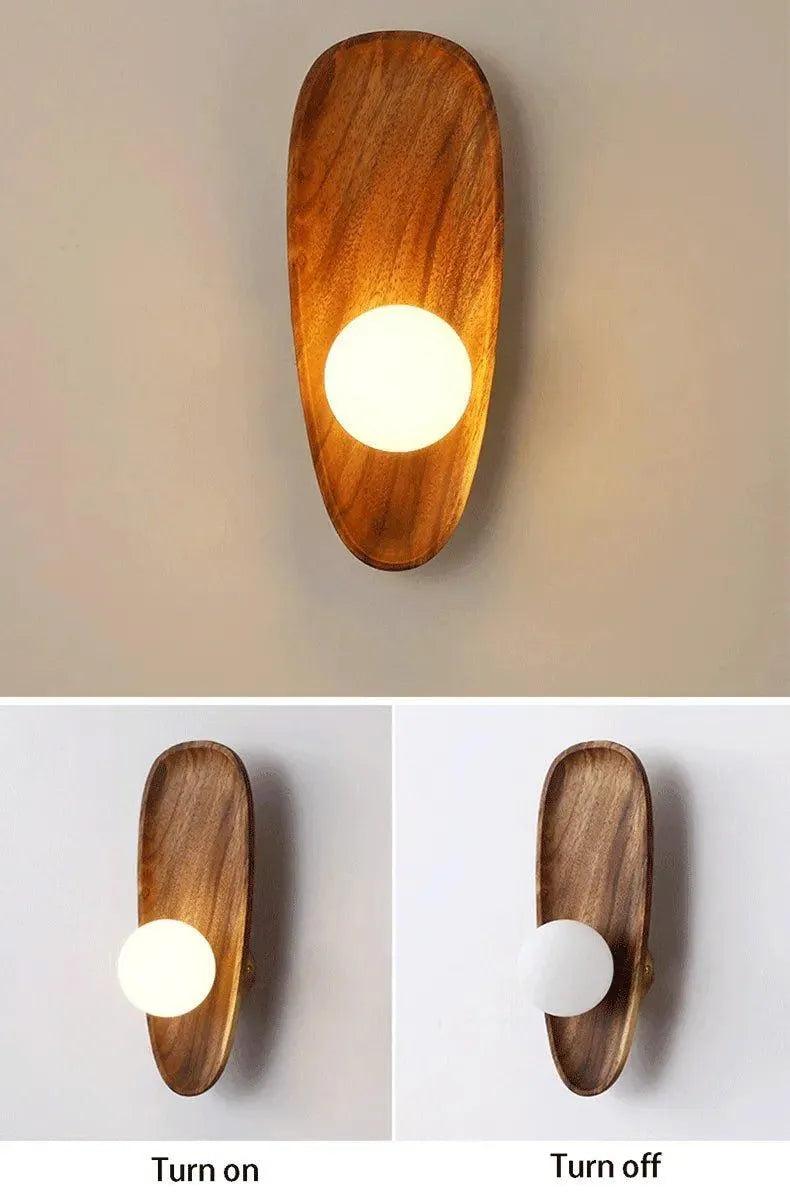 Japanese Minimalist Solid Wood Wall Light │ Modern Nordic LED Bedside Lamp Lighting - Besontique Home
