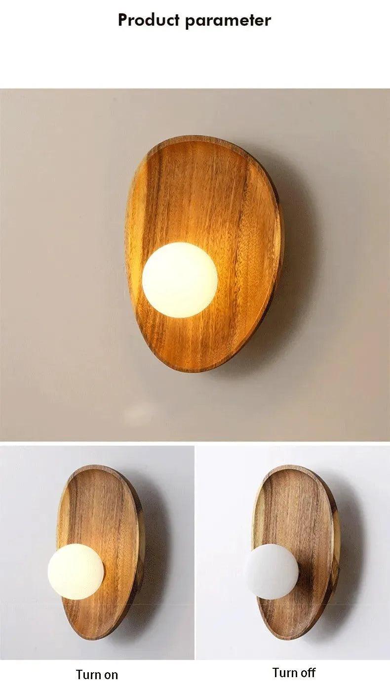 Japanese Minimalist Solid Wood Wall Light │ Modern Nordic LED Bedside Lamp Lighting - Besontique Home